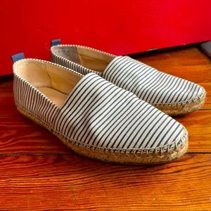 Franco Sarto Espadrilles, Navy Pinstripe, Size 8